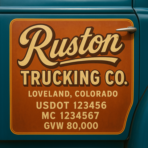 Custom Truck Door USDOT Lettering Decal Sticker Signs With DOT, MC, GVW, KYU, CA Lettering (Set of 2)