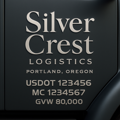 Custom Truck Door USDOT Lettering Decal Sticker Signs With DOT, MC, GVW, KYU, CA Lettering (Set of 2)