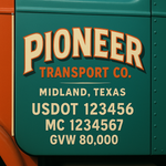 Custom Truck Door USDOT Lettering Decal Sticker Signs With DOT, MC, GVW, KYU, CA Lettering (Set of 2)