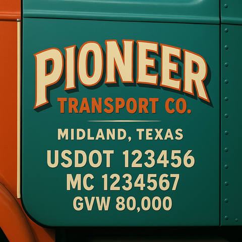 Custom Truck Door USDOT Lettering Decal Sticker Signs With DOT, MC, GVW, KYU, CA Lettering (Set of 2)