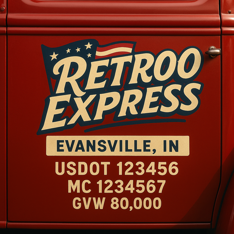 Custom Truck Door USDOT Lettering Decal Sticker Signs With DOT, MC, GVW, KYU, CA Lettering (Set of 2)