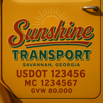 Custom Truck Door USDOT Lettering Decal Sticker Signs With DOT, MC, GVW, KYU, CA Lettering (Set of 2)