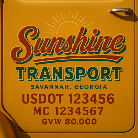 Custom Truck Door USDOT Lettering Decal Sticker Signs With DOT, MC, GVW, KYU, CA Lettering (Set of 2)