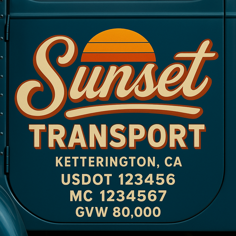 Custom Truck Door USDOT Lettering Decal Sticker Signs With DOT, MC, GVW, KYU, CA Lettering (Set of 2)
