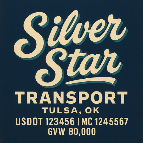 Custom Truck Door USDOT Lettering Decal Sticker Signs With DOT, MC, GVW, KYU, CA Lettering (Set of 2)