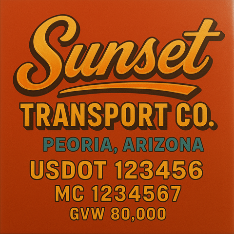 Custom Truck Door USDOT Lettering Decal Sticker Signs With DOT, MC, GVW, KYU, CA Lettering (Set of 2)