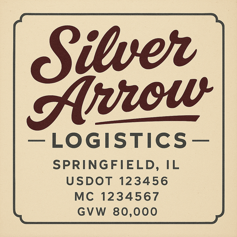 Custom Truck Door USDOT Lettering Decal Sticker Signs With DOT, MC, GVW, KYU, CA Lettering (Set of 2)