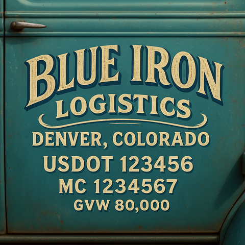 Custom Truck Door USDOT Lettering Decal Sticker Signs With DOT, MC, GVW, KYU, CA Lettering (Set of 2)
