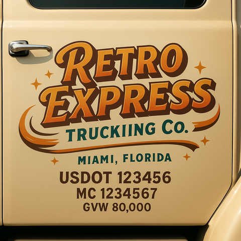 Custom Truck Door USDOT Lettering Decal Sticker Signs With DOT, MC, GVW, KYU, CA Lettering (Set of 2)