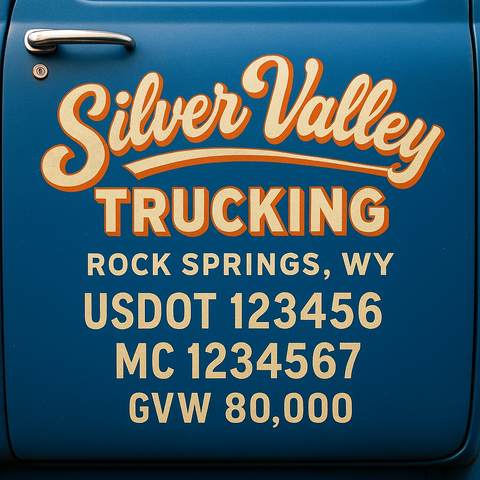 Custom Truck Door USDOT Lettering Decal Sticker Signs With DOT, MC, GVW, KYU, CA Lettering (Set of 2)