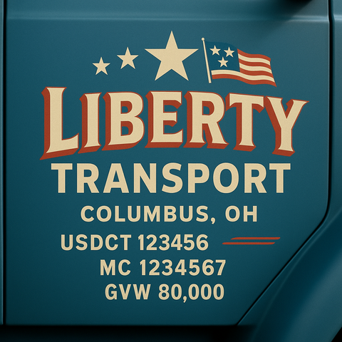 Custom Truck Door USDOT Lettering Decal Sticker Signs With DOT, MC, GVW, KYU, CA Lettering (Set of 2)