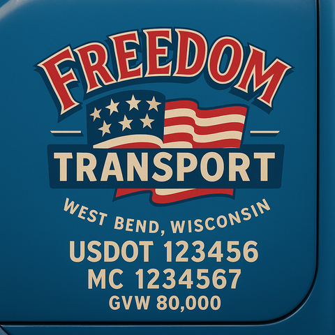 Custom Truck Door USDOT Lettering Decal Sticker Signs With DOT, MC, GVW, KYU, CA Lettering (Set of 2)