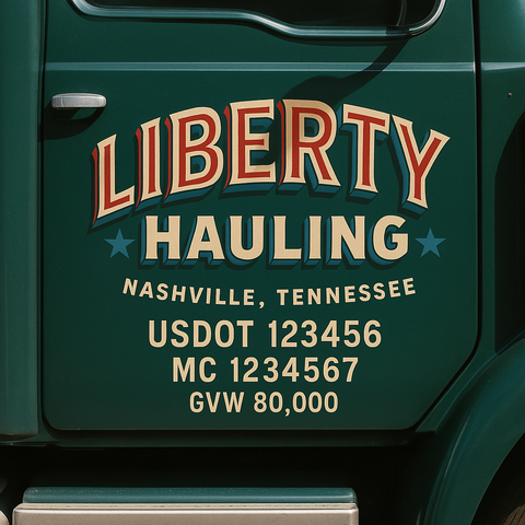 Custom Truck Door USDOT Lettering Decal Sticker Signs With DOT, MC, GVW, KYU, CA Lettering (Set of 2)