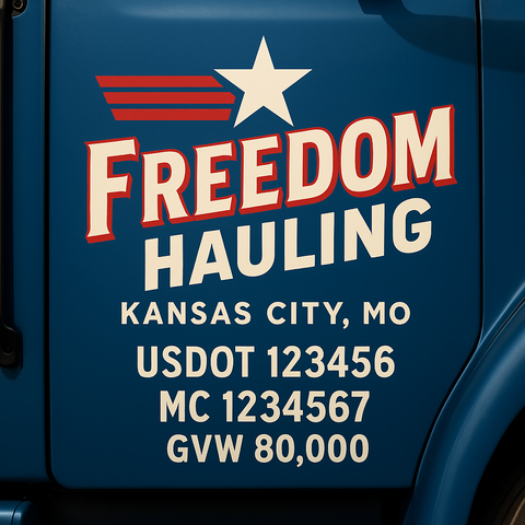 Custom Truck Door USDOT Lettering Decal Sticker Signs With DOT, MC, GVW, KYU, CA Lettering (Set of 2)