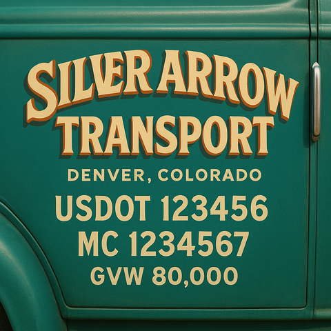 Custom Truck Door USDOT Lettering Decal Sticker Signs With DOT, MC, GVW, KYU, CA Lettering (Set of 2)