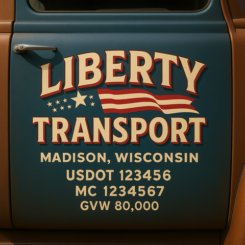 Custom Truck Door USDOT Lettering Decal Sticker Signs With DOT, MC, GVW, KYU, CA Lettering (Set of 2)