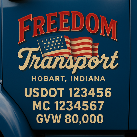 Custom Truck Door USDOT Lettering Decal Sticker Signs With DOT, MC, GVW, KYU, CA Lettering (Set of 2)