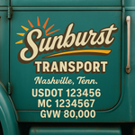 Custom Truck Door USDOT Lettering Decal Sticker Signs With DOT, MC, GVW, KYU, CA Lettering (Set of 2)