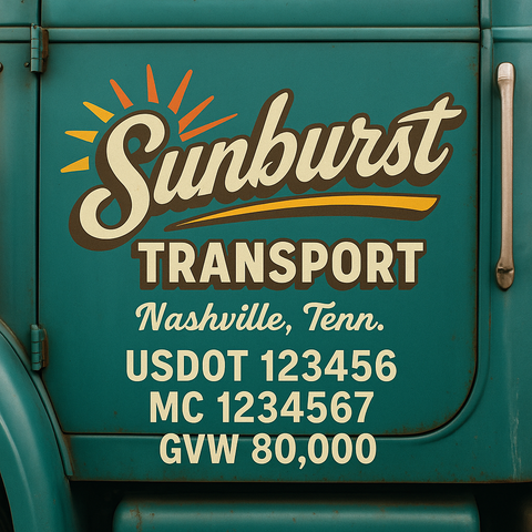 Custom Truck Door USDOT Lettering Decal Sticker Signs With DOT, MC, GVW, KYU, CA Lettering (Set of 2)