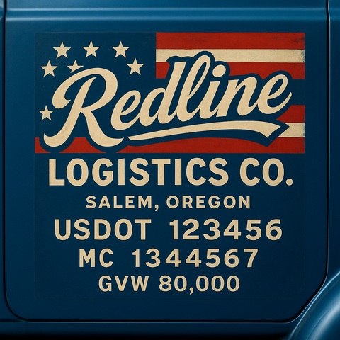 Custom Truck Door USDOT Lettering Decal Sticker Signs With DOT, MC, GVW, KYU, CA Lettering (Set of 2)