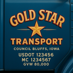 Custom Truck Door USDOT Lettering Decal Sticker Signs With DOT, MC, GVW, KYU, CA Lettering (Set of 2)
