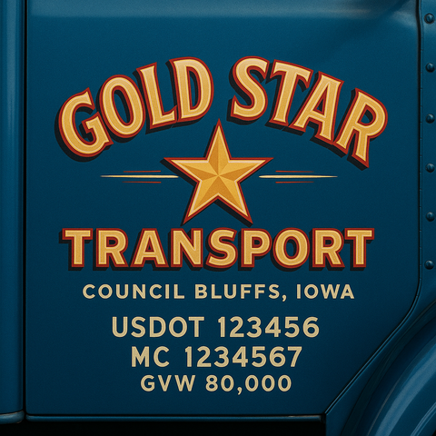 Custom Truck Door USDOT Lettering Decal Sticker Signs With DOT, MC, GVW, KYU, CA Lettering (Set of 2)