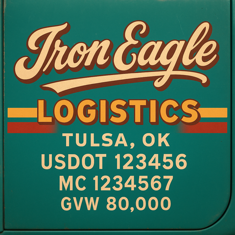 Custom Truck Door USDOT Lettering Decal Sticker Signs With DOT, MC, GVW, KYU, CA Lettering (Set of 2)