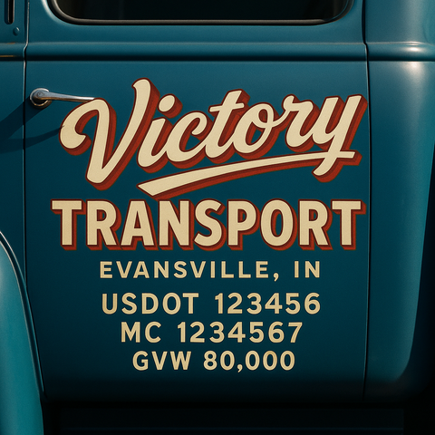 Custom Truck Door USDOT Lettering Decal Sticker Signs With DOT, MC, GVW, KYU, CA Lettering (Set of 2)