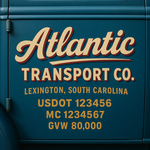 Custom Truck Door USDOT Lettering Decal Sticker Signs With DOT, MC, GVW, KYU, CA Lettering (Set of 2)