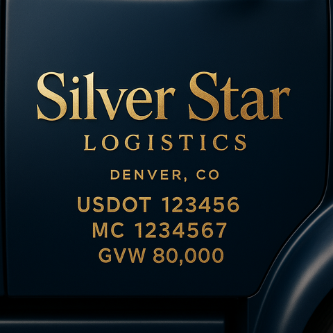 Custom Truck Door USDOT Lettering Decal Sticker Signs With DOT, MC, GVW, KYU, CA Lettering (Set of 2)