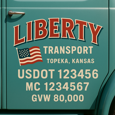 Custom Truck Door USDOT Lettering Decal Sticker Signs With DOT, MC, GVW, KYU, CA Lettering (Set of 2)
