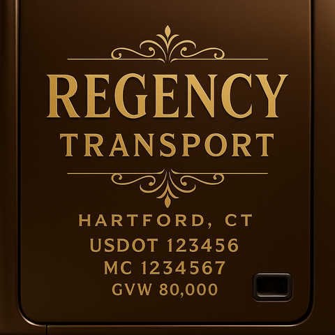 Custom Truck Door USDOT Lettering Decal Sticker Signs With DOT, MC, GVW, KYU, CA Lettering (Set of 2)