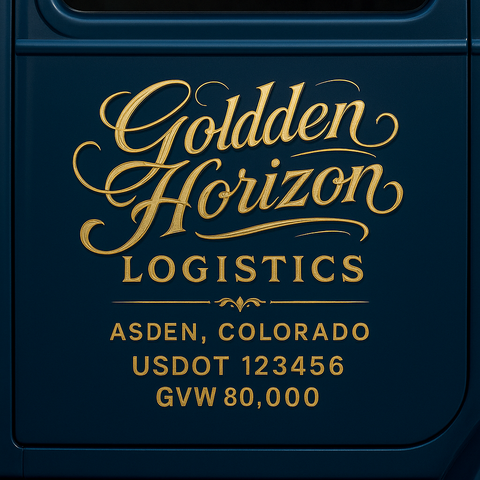 Custom Truck Door USDOT Lettering Decal Sticker Signs With DOT, MC, GVW, KYU, CA Lettering (Set of 2)