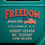 Custom Truck Door USDOT Lettering Decal Sticker Signs With DOT, MC, GVW, KYU, CA Lettering (Set of 2)