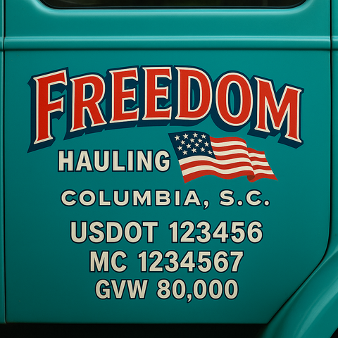 Custom Truck Door USDOT Lettering Decal Sticker Signs With DOT, MC, GVW, KYU, CA Lettering (Set of 2)
