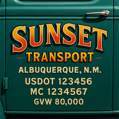 Custom Truck Door USDOT Lettering Decal Sticker Signs With DOT, MC, GVW, KYU, CA Lettering (Set of 2)