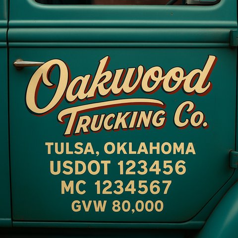 Custom Truck Door USDOT Lettering Decal Sticker Signs With DOT, MC, GVW, KYU, CA Lettering (Set of 2)