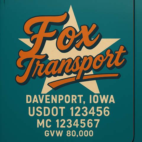 Custom Truck Door USDOT Lettering Decal Sticker Signs With DOT, MC, GVW, KYU, CA Lettering (Set of 2)