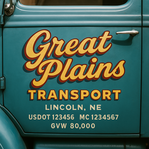Custom Truck Door USDOT Lettering Decal Sticker Signs With DOT, MC, GVW, KYU, CA Lettering (Set of 2)