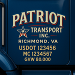 Custom Truck Door USDOT Lettering Decal Sticker Signs With DOT, MC, GVW, KYU, CA Lettering (Set of 2)
