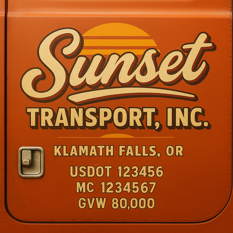 Custom Truck Door USDOT Lettering Decal Sticker Signs With DOT, MC, GVW, KYU, CA Lettering (Set of 2)
