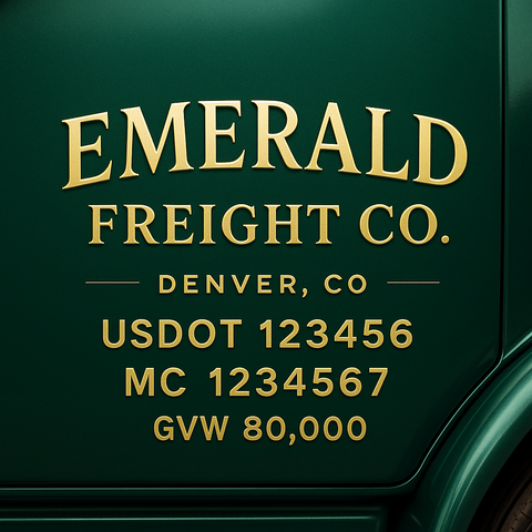 Custom Truck Door USDOT Lettering Decal Sticker Signs With DOT, MC, GVW, KYU, CA Lettering (Set of 2)