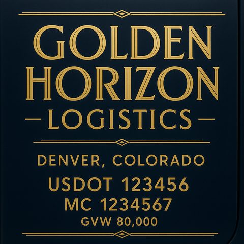 Custom Truck Door USDOT Lettering Decal Sticker Signs With DOT, MC, GVW, KYU, CA Lettering (Set of 2)