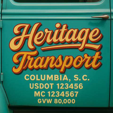 Custom Truck Door USDOT Lettering Decal Sticker Signs With DOT, MC, GVW, KYU, CA Lettering (Set of 2)