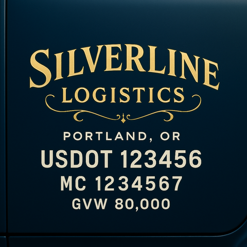 Custom Truck Door USDOT Lettering Decal Sticker Signs With DOT, MC, GVW, KYU, CA Lettering (Set of 2)