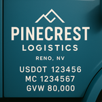 Custom Truck Door USDOT Lettering Decal Sticker Signs With DOT, MC, GVW, KYU, CA Lettering (Set of 2)