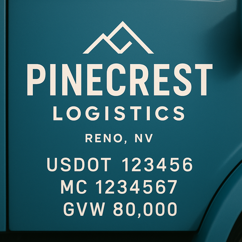 Custom Truck Door USDOT Lettering Decal Sticker Signs With DOT, MC, GVW, KYU, CA Lettering (Set of 2)