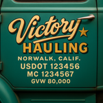 Custom Truck Door USDOT Lettering Decal Sticker Signs With DOT, MC, GVW, KYU, CA Lettering (Set of 2)