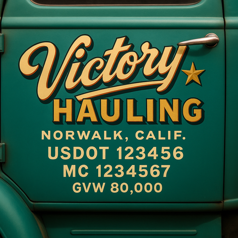 Custom Truck Door USDOT Lettering Decal Sticker Signs With DOT, MC, GVW, KYU, CA Lettering (Set of 2)