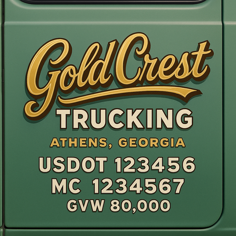 Custom Truck Door USDOT Lettering Decal Sticker Signs With DOT, MC, GVW, KYU, CA Lettering (Set of 2)